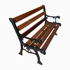 Panca da giardino vittoriana in ghisa e mogano