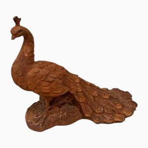 Viktorianisches Pfauen-Gartenornament aus Gusseisen