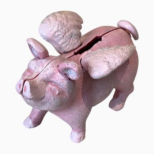 Tirelire Victorienne pour Enfant Cochon Volant en Fonte