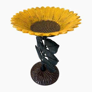Bain d'oiseau de jardin ornemental en fonte de tournesol
