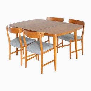 Vintage Teak Dining Table and Chairs from Skaraborgs Möbelindustri Tibro, 1950s, Set of 5