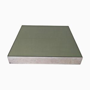 Table Basse Carrée en Acier et Verre par G. Ausenda pour NY, 1970s