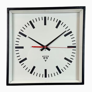 Industrial Black Square Wall Clock from Pragotron, 1980s
