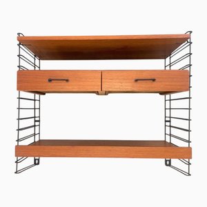 Mid-Century String Shelf in Teak Veneer by Tomado, Netherlands, 1960s
