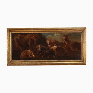 Artista, Italia, Paesaggio con animali al pascolo, 1680, Olio su tela, con cornice
