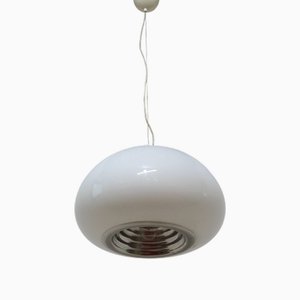 Lampada a sospensione bianca e nera di Fratelli Castiglioni per Flos, anni '70