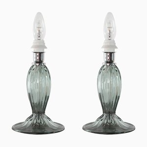 Grüne Tischlampe aus Muranoglas, Italien, 1980er, 2er Set