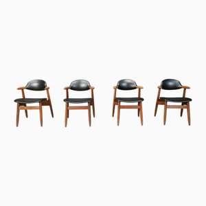 Vintage Cowhorn Dining Chairs by Tijsseling Meubelfabriek for Hulmefa, 1960s, Set of 4