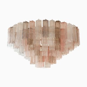 Lampada da soffitto in vetro di Murano rosa fumé, anni '90