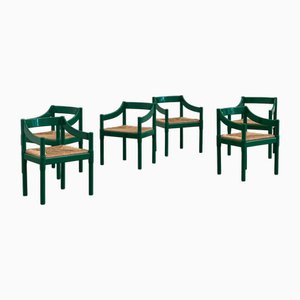 Green Model Carimate Dining Chairs by Vico Magistretti for Cassina, 1960s, Set of 6