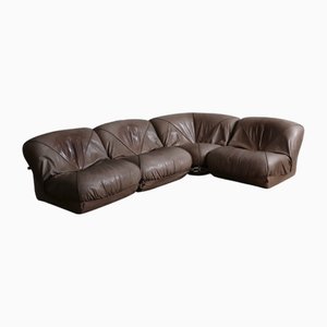 Modulares Patate Sofa aus Hellbraunem Original Leder für Airborne, Frankreich, 1970er, 4er Set
