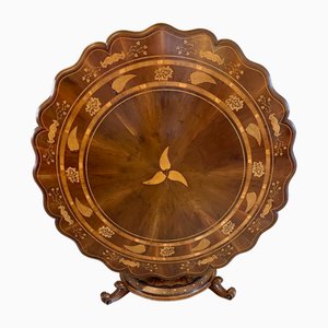 Large Yew Wood IrishMarquetry Inlaid Centre Table from Killarney, 1860s