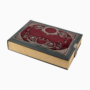 Couverture de Livre 19ème Siècle en Argent, Velours et Cuir, Russie, 1890s