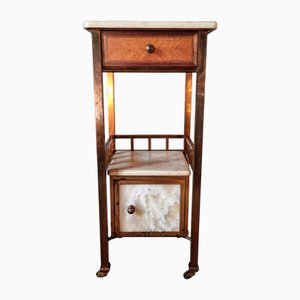 Table de Chevet en Laiton et en Marbre, France, 1920s