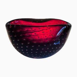 Small Bullicante Murano Glass Art Bowl attributed to Carlo Scarpa for Venini, Italy, 1950s