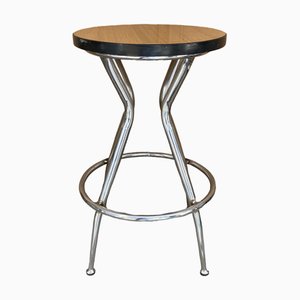Mid-Century Modern Industrial Italian Stool with Chromed Legs and Formica, 1950s