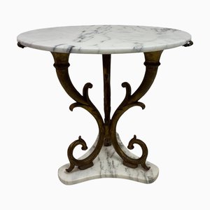 Italian Neoclassical-Style Gilt Iron and Marble Side Table, 1950s
