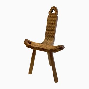 Sedia brutalista in legno, Spagna, anni '60