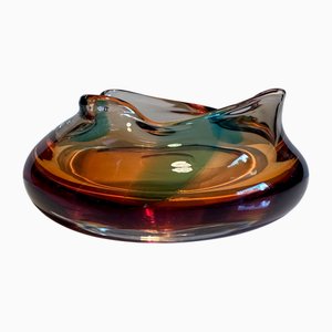 Sculptural Mouth-Blown Glass Art Bowl from Mstisov, Czechoslovakia, 1960s