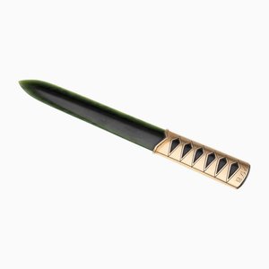 20th Century 9ct Gold & Nephrite Letter Opener from Asprey & Co., London, 1971