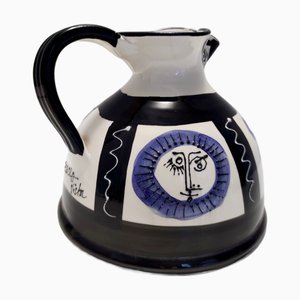 Hand-Painted Ceramic Jug in the style of Picasso, 1970s