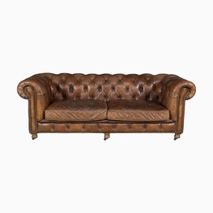21st Century English Brown Leather Chesterfield Sofa by Halo