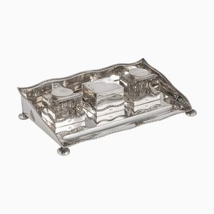 Set da scrivania calamaio antico edoardiano in argento, XX secolo, Chester, 1908, set di 4