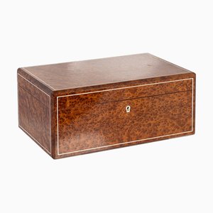 Vintage 20th Century Art Deco Burr Walnut Cigar Humidor from Dunhill, England, 1930s