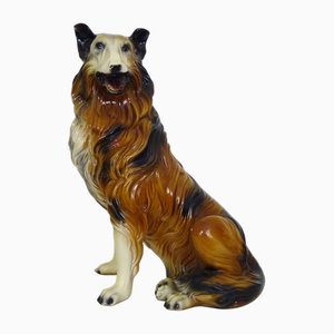 Life Size Collie Dog Sculpture in Ceramic, 1960s