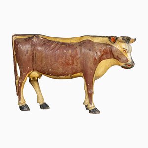 Mucca da latte antica in legno dipinto, Inghilterra, anni '20