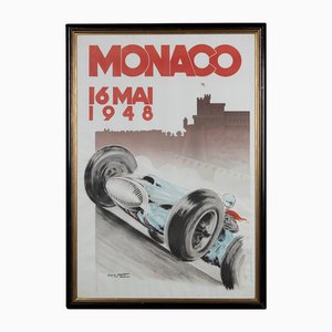 Gerahmtes Vintage 1948 Monaco Grand Prix Poster von Georges Hamel, 1985