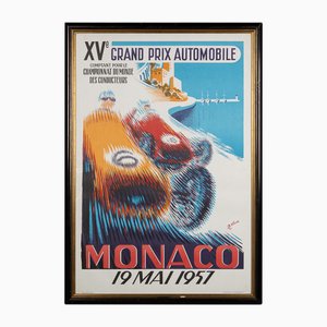 Gerahmtes Vintage 1957 Monaco Grand Prix Poster von Bernard Minne, 1985