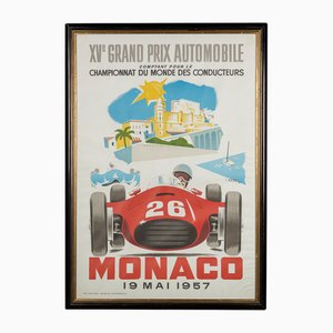 Gerahmtes Vintage 1957 Monaco Grand Prix Poster von Jean Ramel, 1985