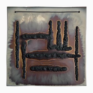 Brutalist Ceramic Art Tile Wall Sculpture or Relief with Abstract Motif, Germany, 1960s