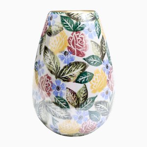 Vintage Blumenvase aus bemaltem Porzellan von Bassano, 1960er