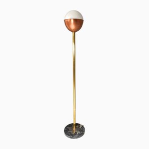 Vintage Black Marble Floor Lamp in Brass and Copper by Carmelo La Gaipa