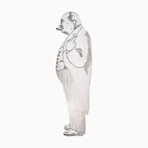 Marcapáginas inglés vintage de plata de Winston Churchill, 1975