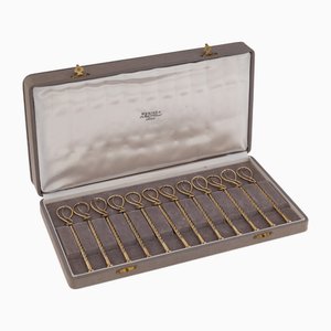 Agitatori per champagne vintage in argento dorato di Hermès, Francia, set di 12