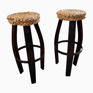 Rope Stools attributed to Adrien Audoux & Frida Minet, 1950s, Set of 2