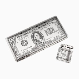 Étui à Cigarettes et Briquet en Plaqué Argent, États-Unis, Set de 2