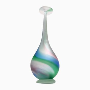 Vintage Italian Etched Murano Glass Vase, 1970s