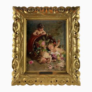 Ernesto Fontana, Bambini che giocano, Tra i due litigi il terzo gode, 1893, Olio su tela, Con cornice