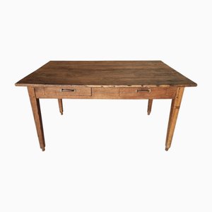 Antique French Dining Table in Oak with Drawers Auvergne