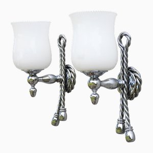 Vintage French Rope and Tassel Wall Lights from Maison Baguès, 1970s, Set of 2