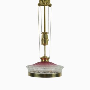 Lampada a sospensione Art Déco con paralume originale, Francia, anni '20