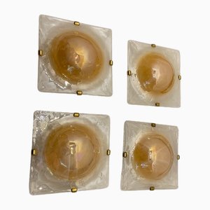 Appliques Vintage en Verre Murano, 1980s, Set de 4