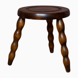 Brutalist Tripod Stool in Wood, 1940s