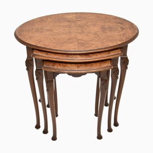 Burr Walnut Nesting of Tables, 1930s, Set of 3