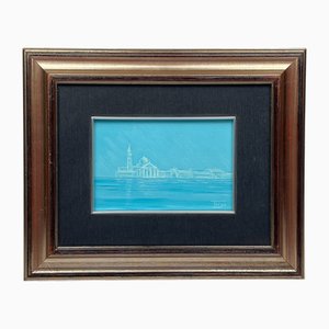 Luigi Targa, Venetian Lagoon in the Heavenly Glare, Padua, Italy, 1970s, Oil on Canvas, Framed