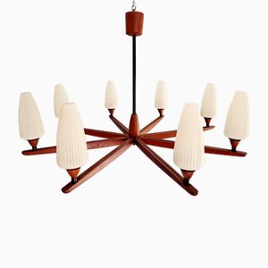 Scandinavian Chandelier in Teak Teck by Uno & Östen Kristiansson for Luxus, 1960s